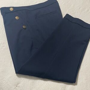 LOFT Navy Ankle Pants with Gold Buttons